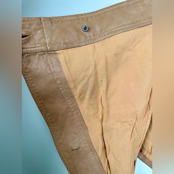 Free People Ari Wrap Skirt Faux Vegan Suede Brown Camel Tan Belted Mini Sz 12 - Picture 12 of 13